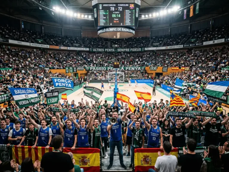 Aficionados locales de baloncesto creando ambiente intimidante en pabellon